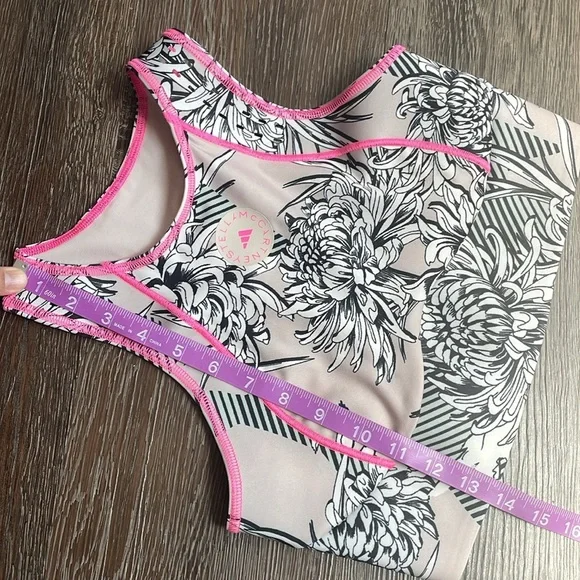 🧵Stella McCartney Adidas sports bra *Altered! chrysanthemum white black pink - Picture 9 of 11